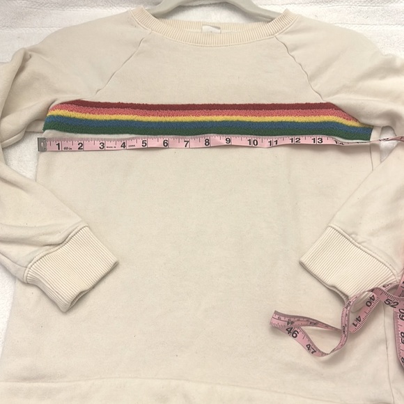 GapKids Rainbow Stripe Sweatshirt GUC sz L (10) SOFT CUTE Cream Ivory - Picture 12 of 17